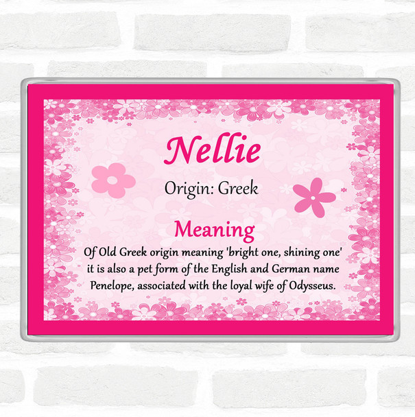 Nellie Name Meaning Jumbo Fridge Magnet Pink