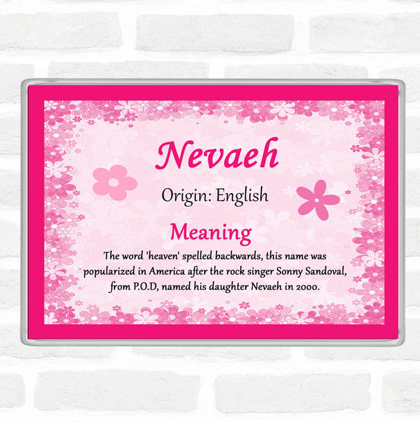 Nevaeh Name Meaning Jumbo Fridge Magnet Pink