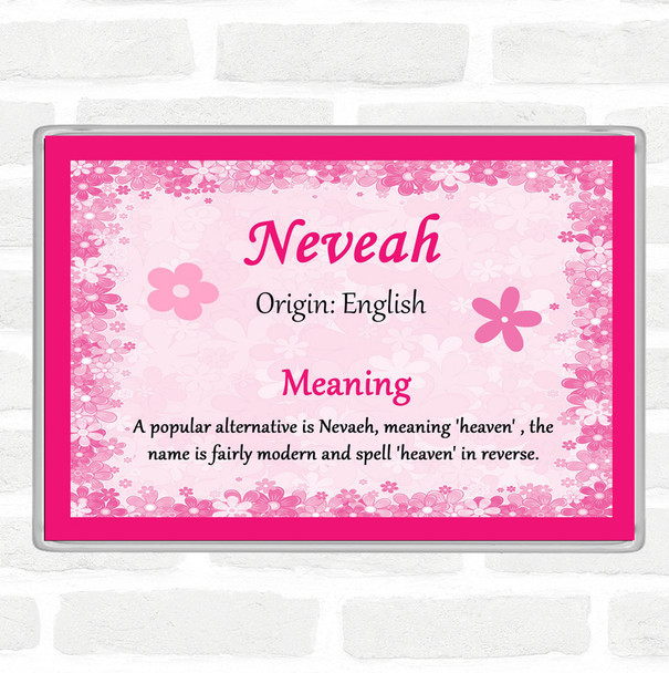 Neveah Name Meaning Jumbo Fridge Magnet Pink
