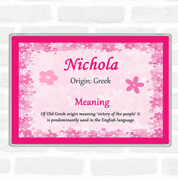 Nichola Name Meaning Jumbo Fridge Magnet Pink