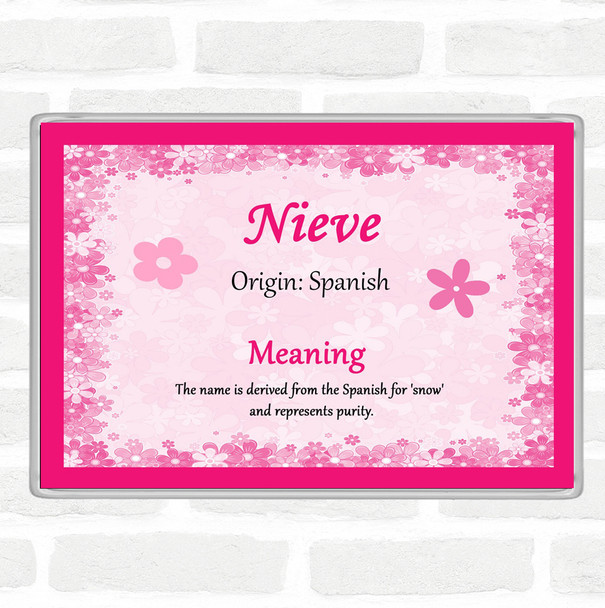 Nieve Name Meaning Jumbo Fridge Magnet Pink