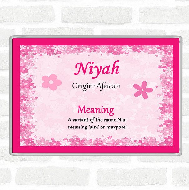 Niyah Name Meaning Jumbo Fridge Magnet Pink