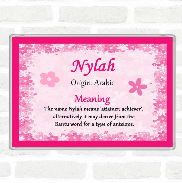 Nylah Name Meaning Jumbo Fridge Magnet Pink