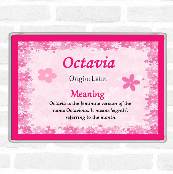 Octavia Name Meaning Jumbo Fridge Magnet Pink