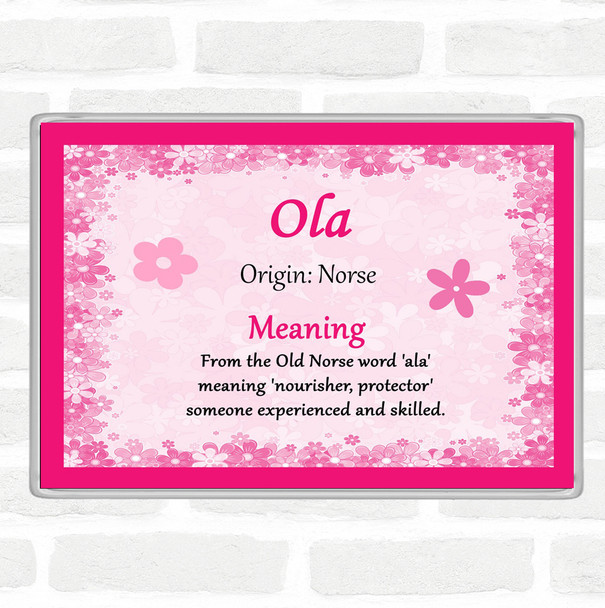 Ola Name Meaning Jumbo Fridge Magnet Pink