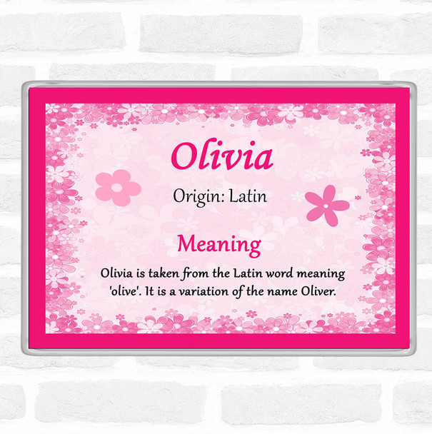 Olivia Name Meaning Jumbo Fridge Magnet Pink