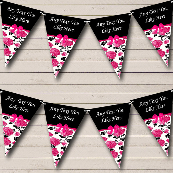 Shabby Chic Vintage Black Pink Personalised Retirement Party Bunting