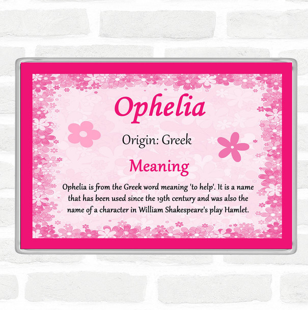 Ophelia Name Meaning Jumbo Fridge Magnet Pink