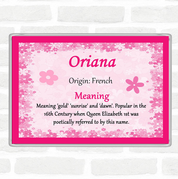 Oriana Name Meaning Jumbo Fridge Magnet Pink