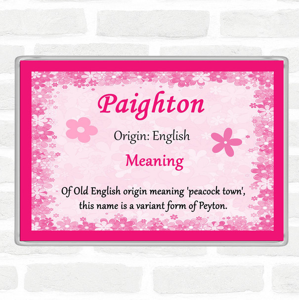 Paighton Name Meaning Jumbo Fridge Magnet Pink