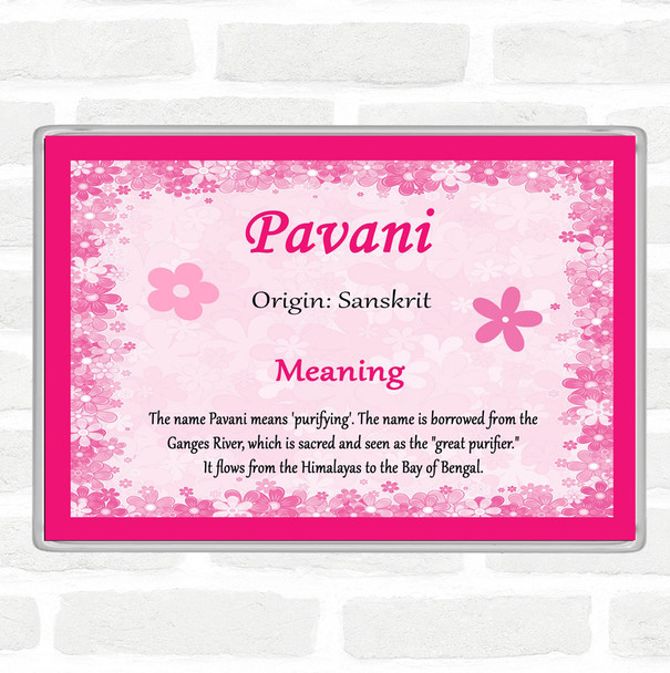 Pavani Name Meaning Jumbo Fridge Magnet Pink