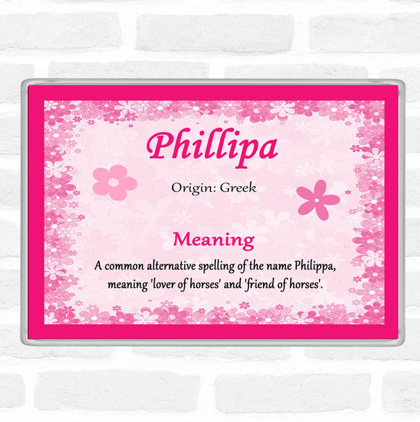 Phillipa Name Meaning Jumbo Fridge Magnet Pink
