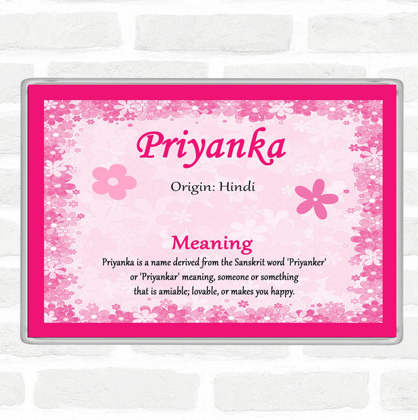 Priyanka Name Meaning Jumbo Fridge Magnet Pink