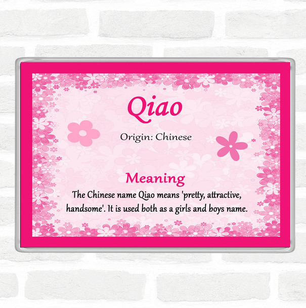 Qiao Name Meaning Jumbo Fridge Magnet Pink