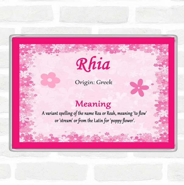 Rhia Name Meaning Jumbo Fridge Magnet Pink