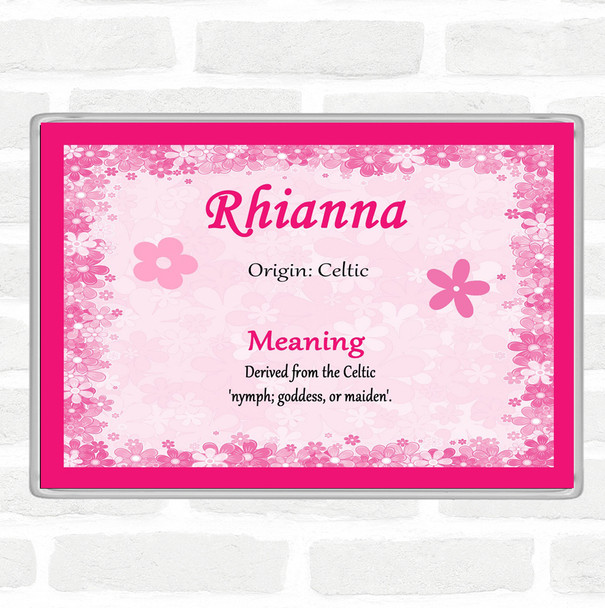 Rhianna Name Meaning Jumbo Fridge Magnet Pink