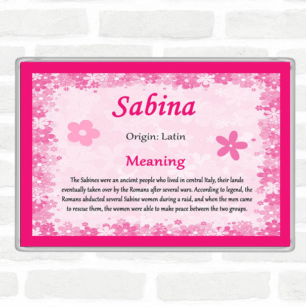 Sabina Name Meaning Jumbo Fridge Magnet Pink