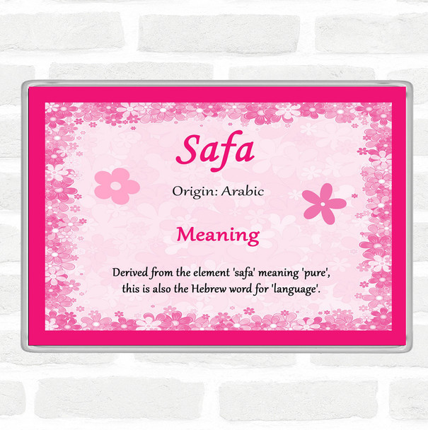Safa Name Meaning Jumbo Fridge Magnet Pink