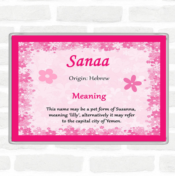 Sanaa Name Meaning Jumbo Fridge Magnet Pink