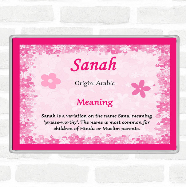 Sanah Name Meaning Jumbo Fridge Magnet Pink