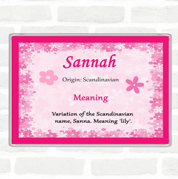 Sannah Name Meaning Jumbo Fridge Magnet Pink