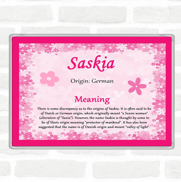 Saskia Name Meaning Jumbo Fridge Magnet Pink