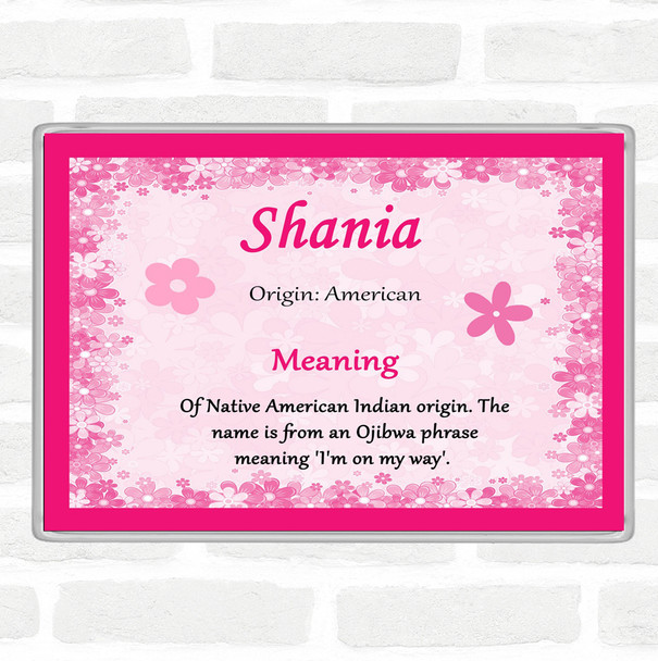 Shania Name Meaning Jumbo Fridge Magnet Pink