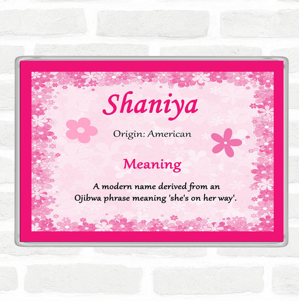Shaniya Name Meaning Jumbo Fridge Magnet Pink