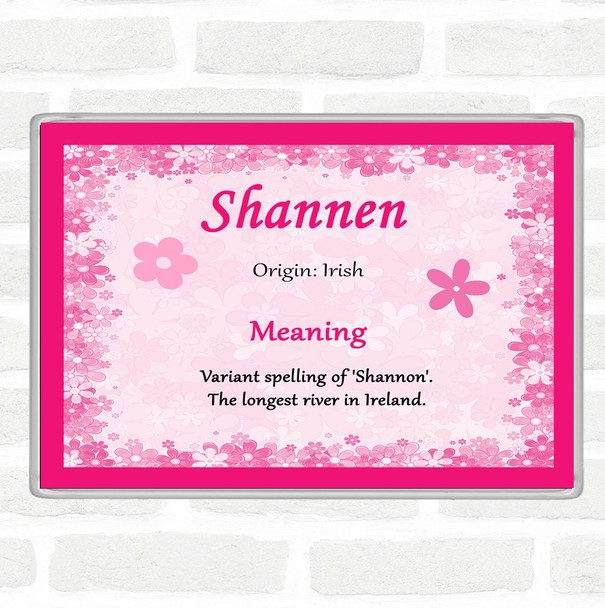 Shannen Name Meaning Jumbo Fridge Magnet Pink