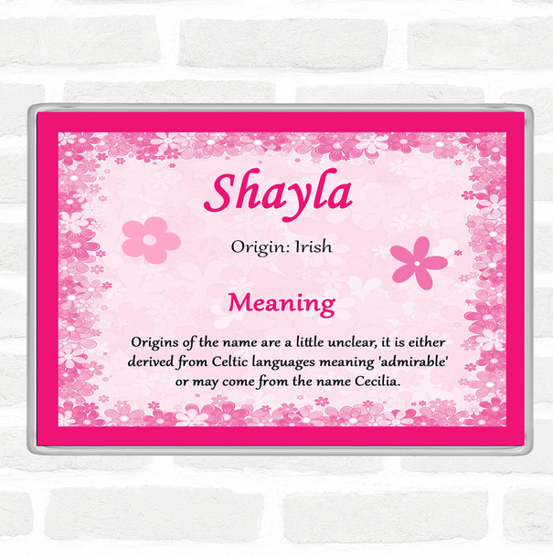 Shayla Name Meaning Jumbo Fridge Magnet Pink