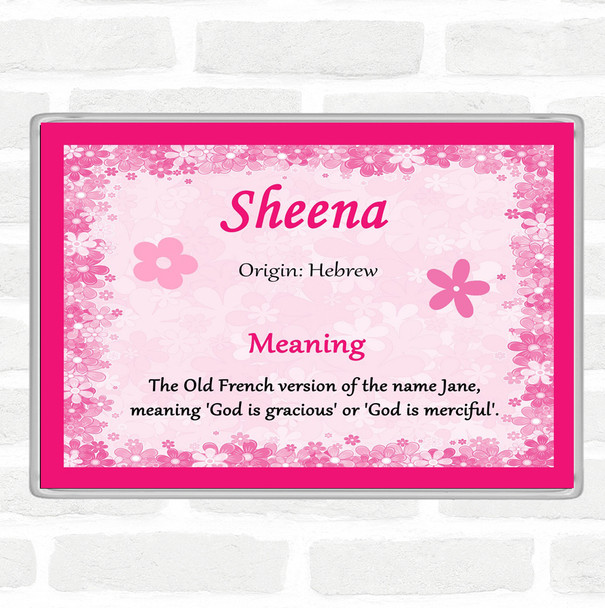 Sheena Name Meaning Jumbo Fridge Magnet Pink
