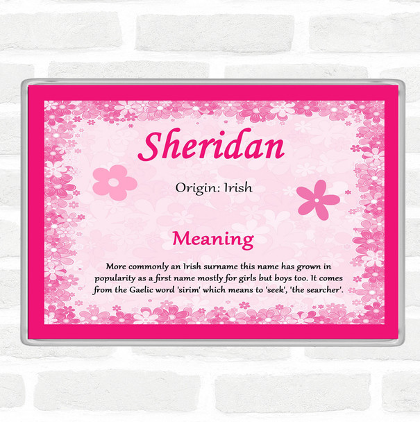 Sheridan Name Meaning Jumbo Fridge Magnet Pink