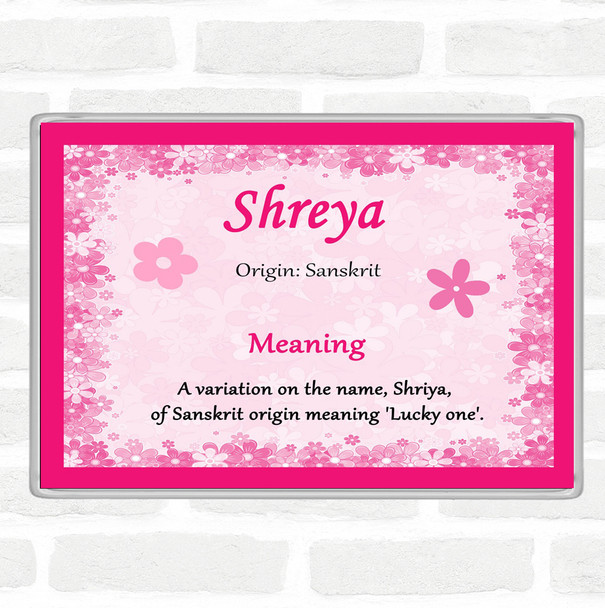 Shreya Name Meaning Jumbo Fridge Magnet Pink