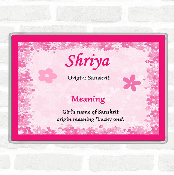 Shriya Name Meaning Jumbo Fridge Magnet Pink