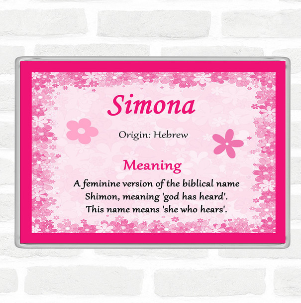 Simona Name Meaning Jumbo Fridge Magnet Pink