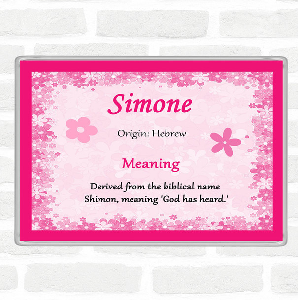 Simone Name Meaning Jumbo Fridge Magnet Pink
