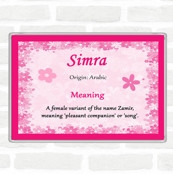 Simra Name Meaning Jumbo Fridge Magnet Pink