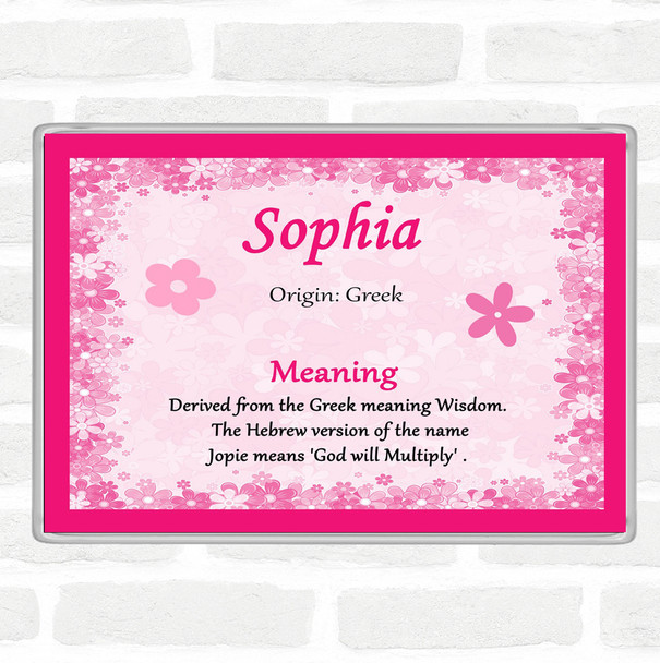 Sophia Name Meaning Jumbo Fridge Magnet Pink