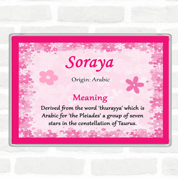 Soraya Name Meaning Jumbo Fridge Magnet Pink