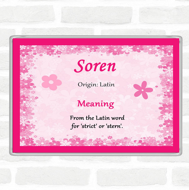 Soren Name Meaning Jumbo Fridge Magnet Pink