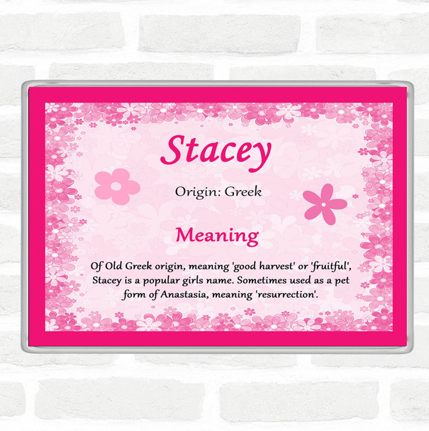 Stacey Name Meaning Jumbo Fridge Magnet Pink