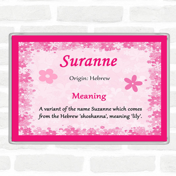 Suranne Name Meaning Jumbo Fridge Magnet Pink