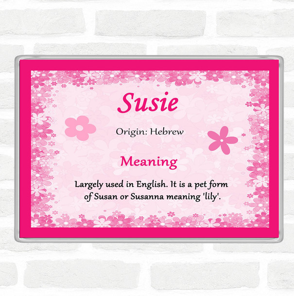 Susie Name Meaning Jumbo Fridge Magnet Pink