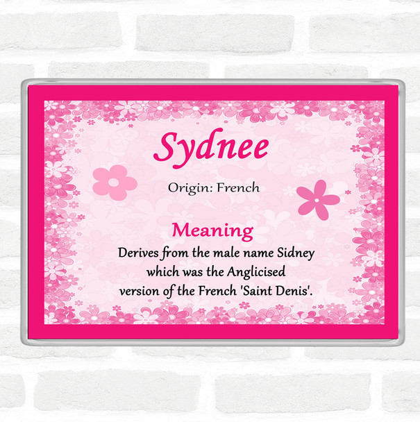 Sydnee Name Meaning Jumbo Fridge Magnet Pink
