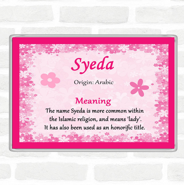Syeda Name Meaning Jumbo Fridge Magnet Pink