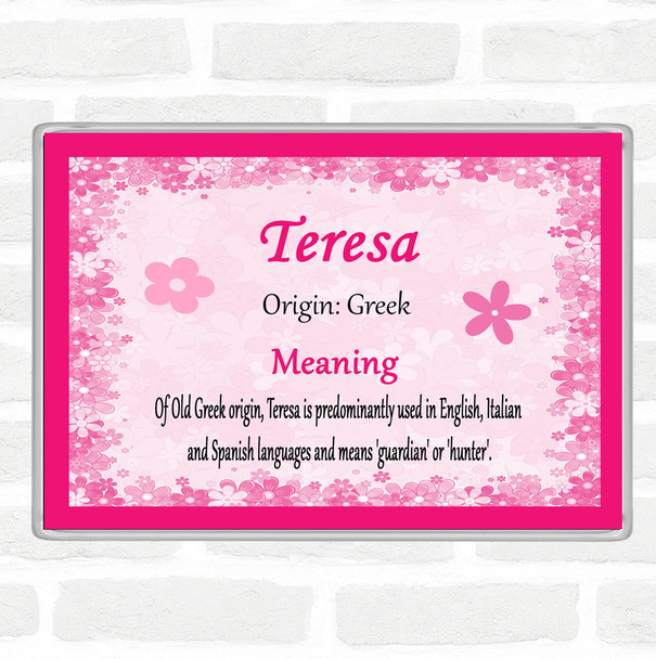 Teresa Name Meaning Jumbo Fridge Magnet Pink