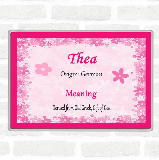 Thea Name Meaning Jumbo Fridge Magnet Pink