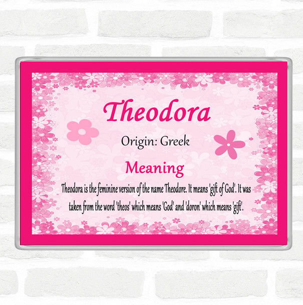 Theodora Name Meaning Jumbo Fridge Magnet Pink