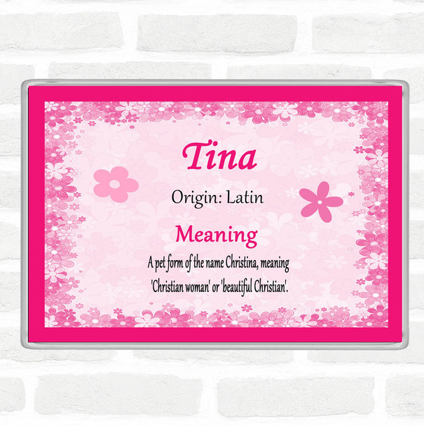Tina Name Meaning Jumbo Fridge Magnet Pink