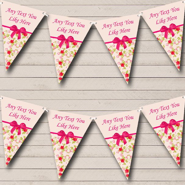 Pink Peach Floral Vintage Shabby Chic Personalised Retirement Party Bunting